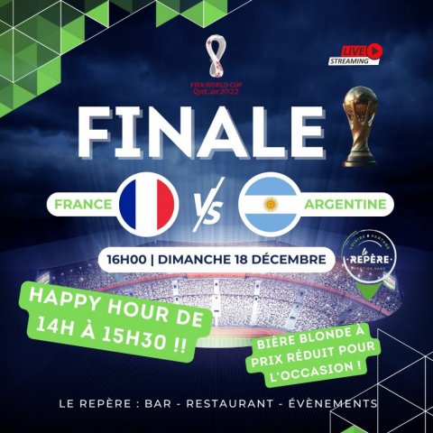 Finale Coupe du Monde de Foot sur écran géant dans votre bar et restaurant le Repère Pont de Vaux